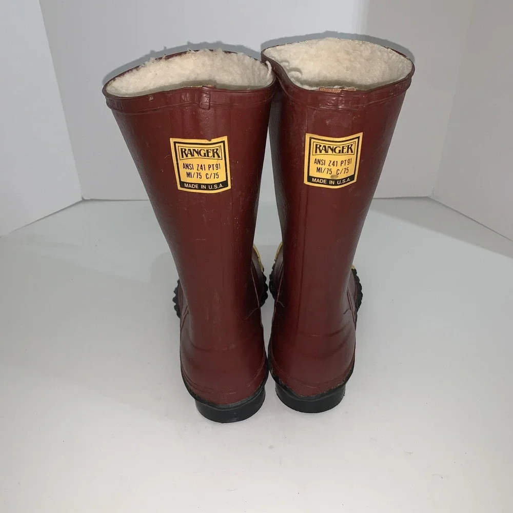 Vintage Ranger Safety Electrical Boots Mens 12 Red Rubber  Steel Toe Made USA